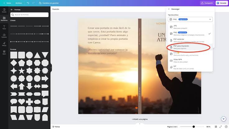 Cómo hacer la portada de un libro con Canva y con IA